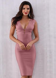 Mariah bodycon pink midi dress