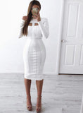 LOLA bodycon cut-out midi dress in white