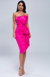 Platicia draped midi dress in hot pink